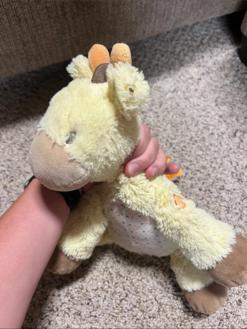 Little journey Yellow and Brown Giraffe Stuffed Animal with Orange Accents